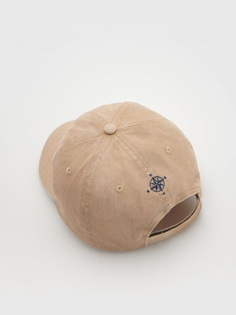 Reserved Baseballwash Effect Caps Heren Beige | RZSJL-3710