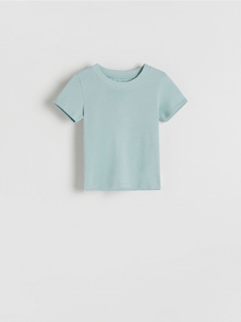 Reserved Basic Katoenen Rich T-shirts Meisjes Lichtturquoise | ARNWH-9480