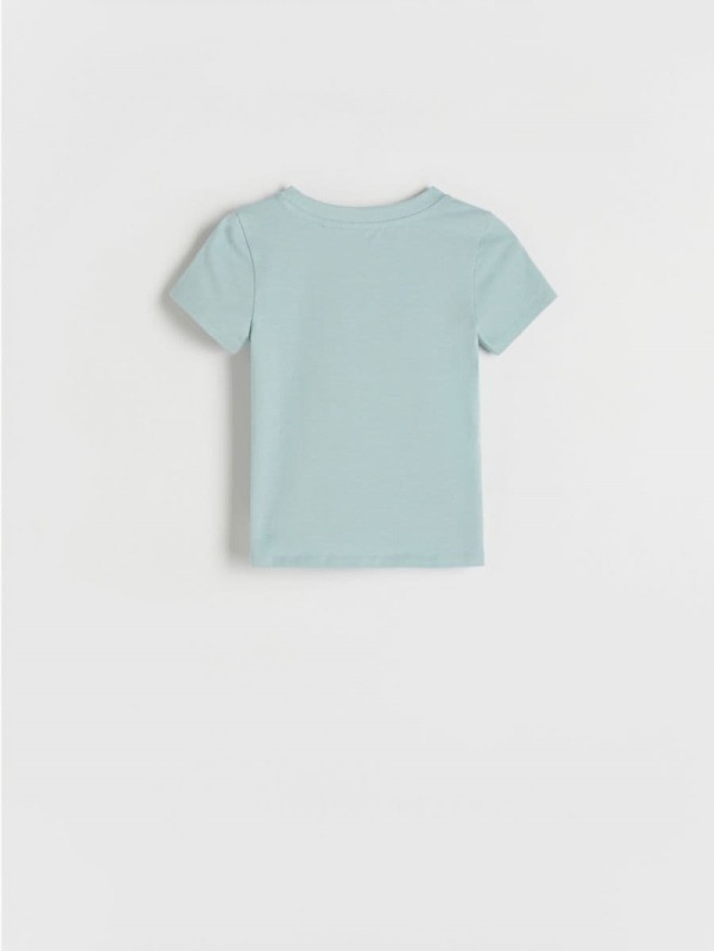 Reserved Basic Katoenen Rich T-shirts Meisjes Lichtturquoise | ARNWH-9480