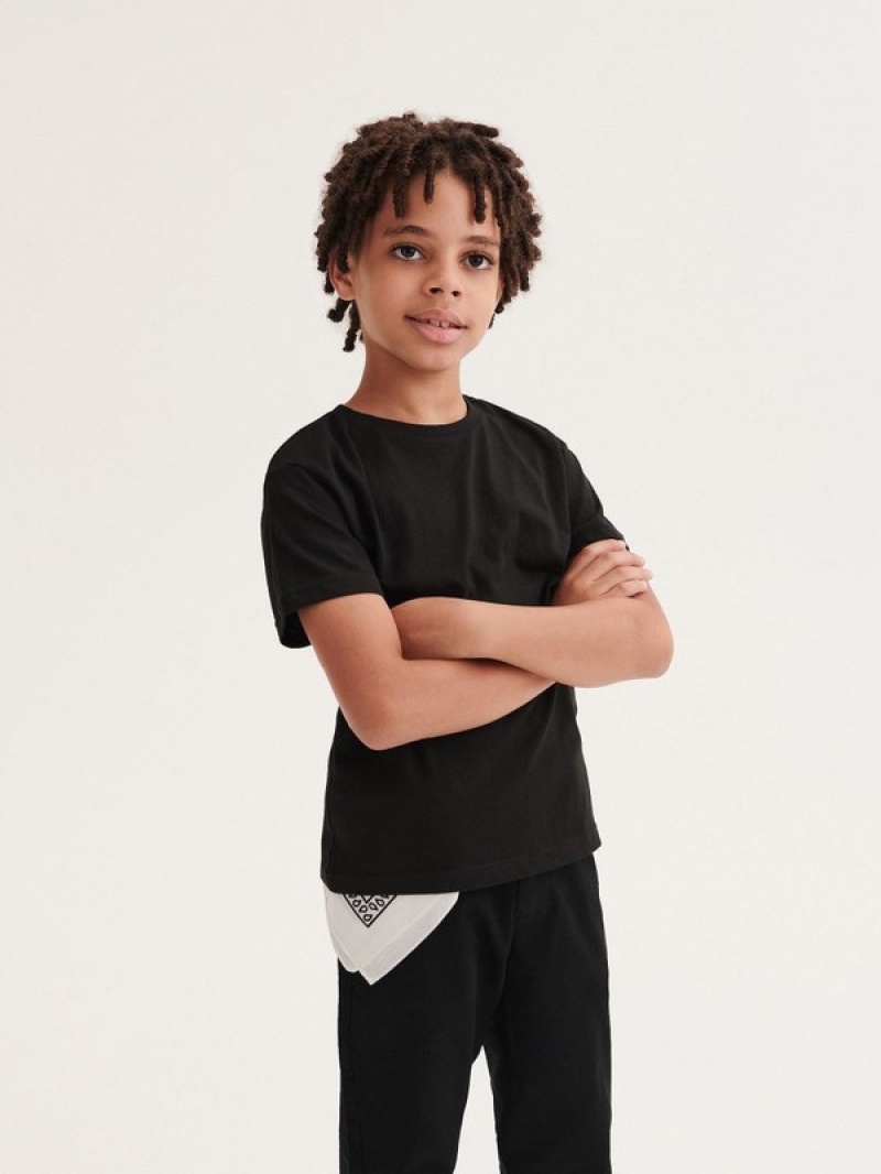 Reserved Basic Katoenen T-shirts Jongens Zwart | WYEAN-5618