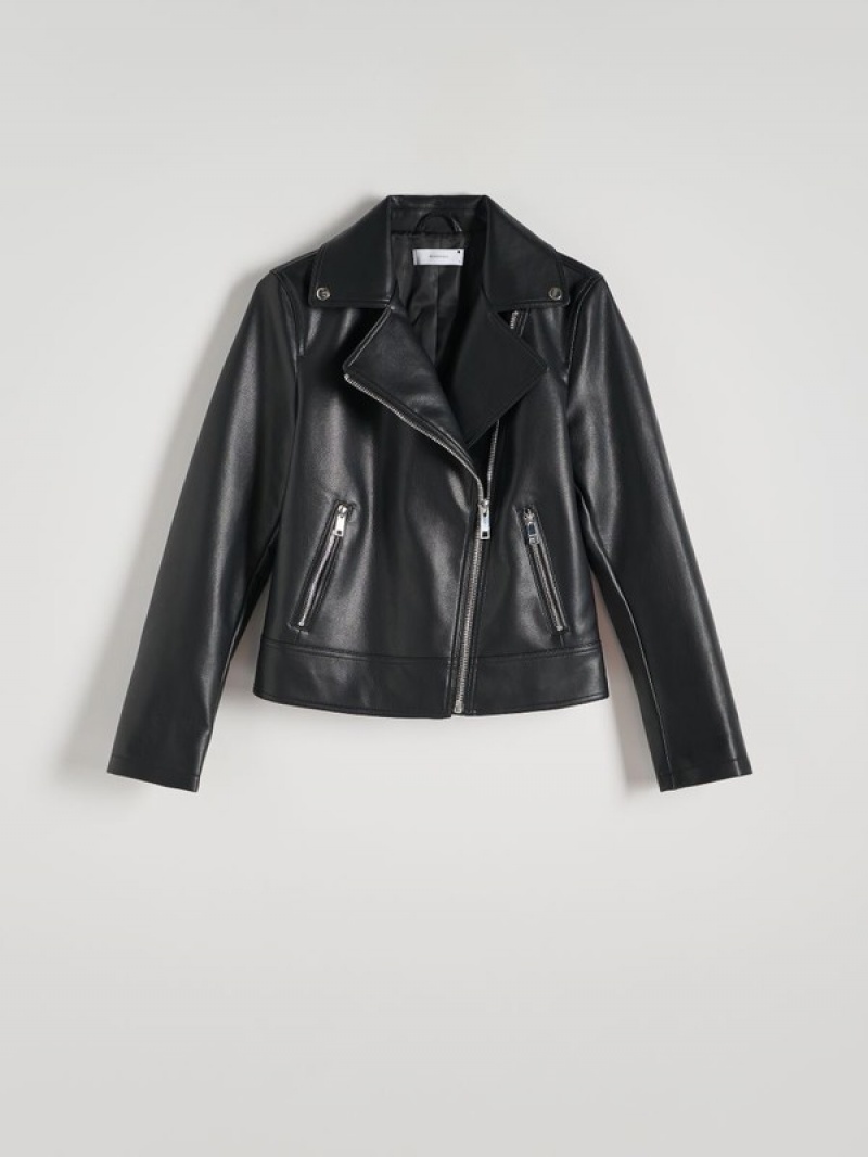 Reserved Biker Jassen Dames Zwart | CQIJV-8614