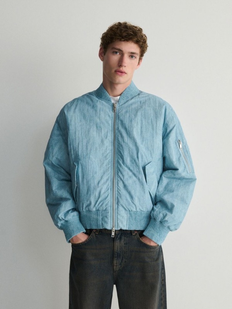 Reserved Bomber Jassen Heren Lichtblauw | ENKMQ-3651