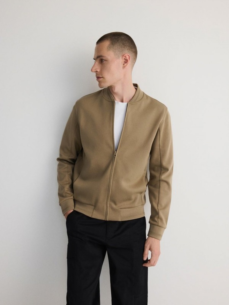 Reserved Bomber Sweatshirts Heren Beige | FGKXB-8014