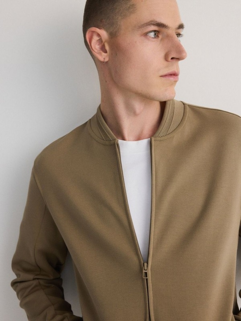 Reserved Bomber Sweatshirts Heren Beige | FGKXB-8014