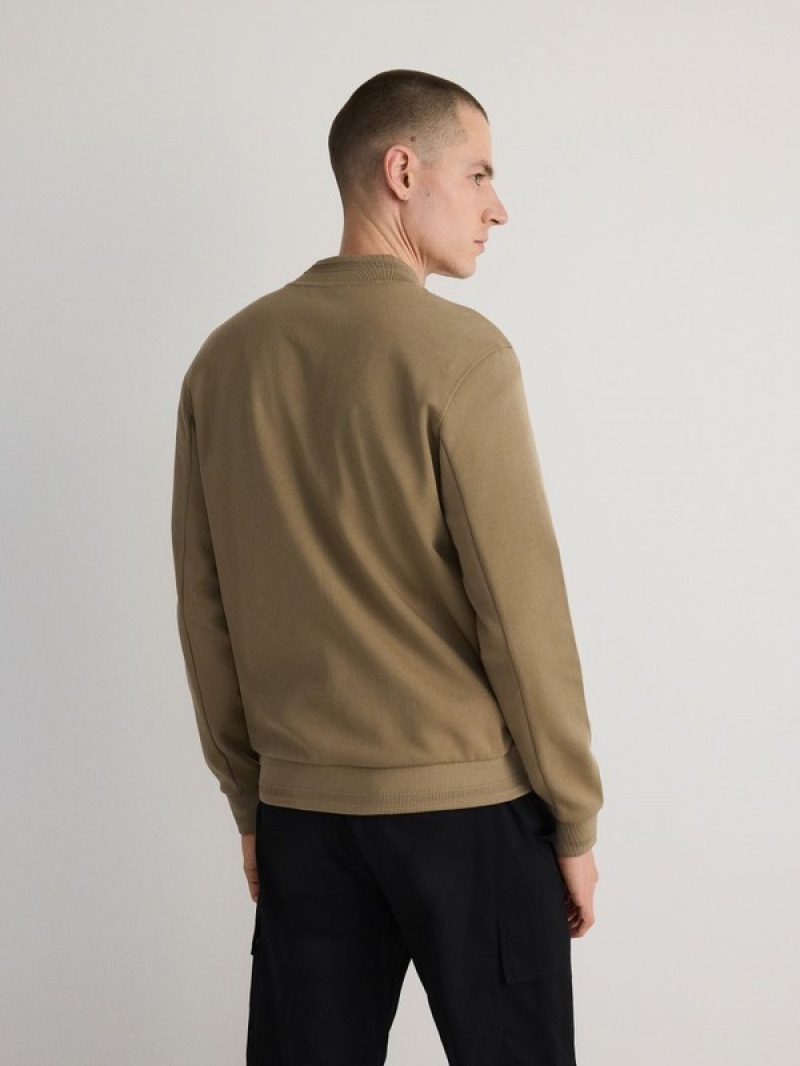 Reserved Bomber Sweatshirts Heren Beige | FGKXB-8014