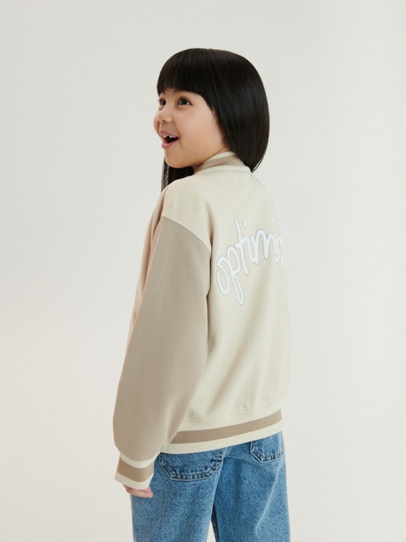 Reserved Bomber Sweatshirts Meisjes Beige | ITBHP-2735