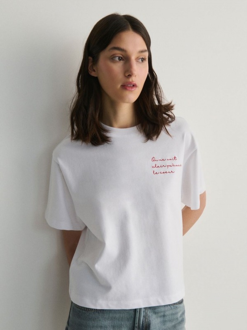 Reserved Boxy T-embroidery T-shirts Dames Room | RPYSI-1859