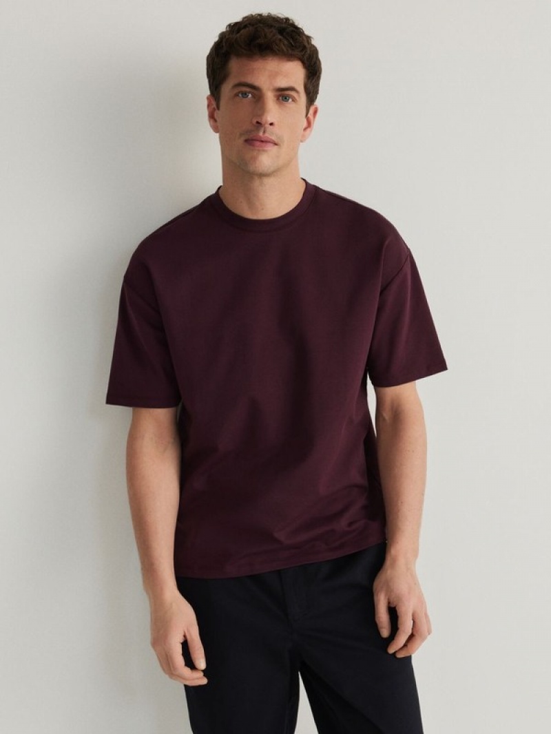 Reserved Boxy T-shirts Heren Bordeaux | KRXDQ-6931