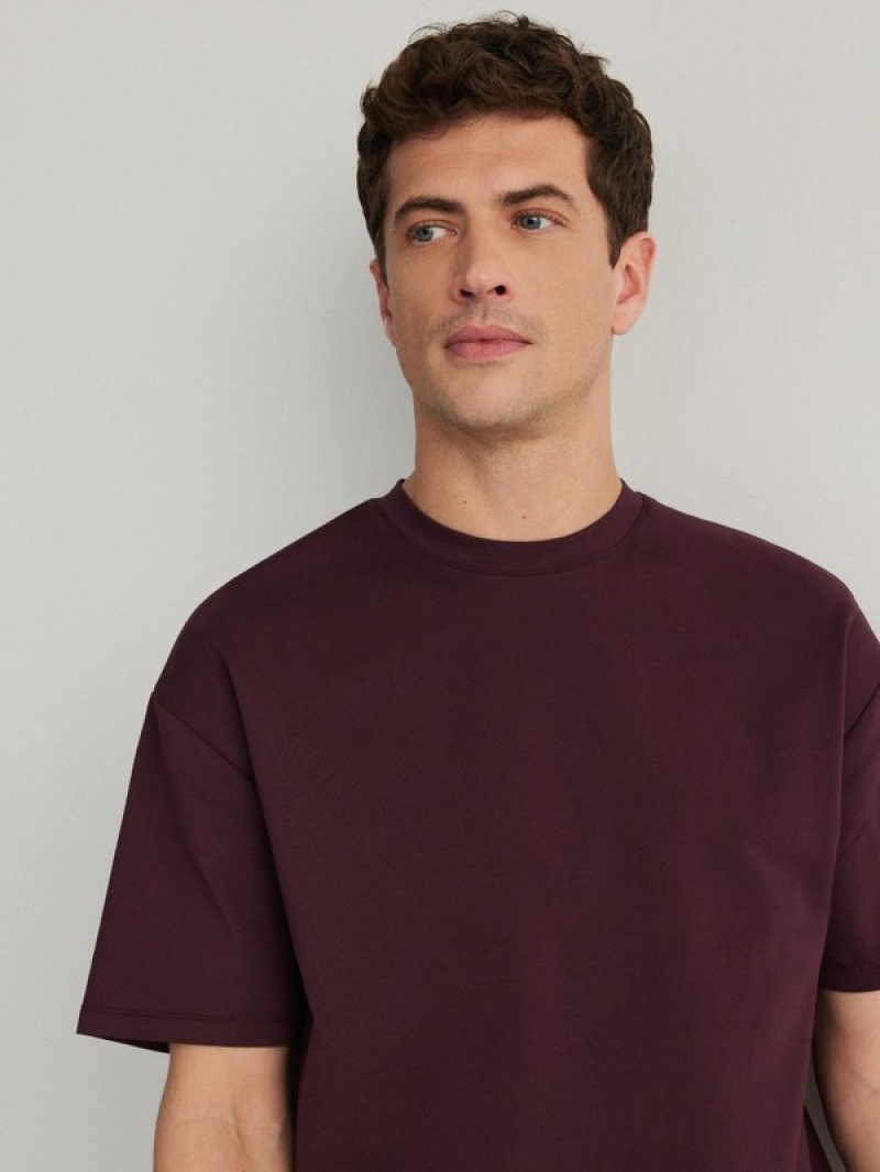 Reserved Boxy T-shirts Heren Bordeaux | KRXDQ-6931