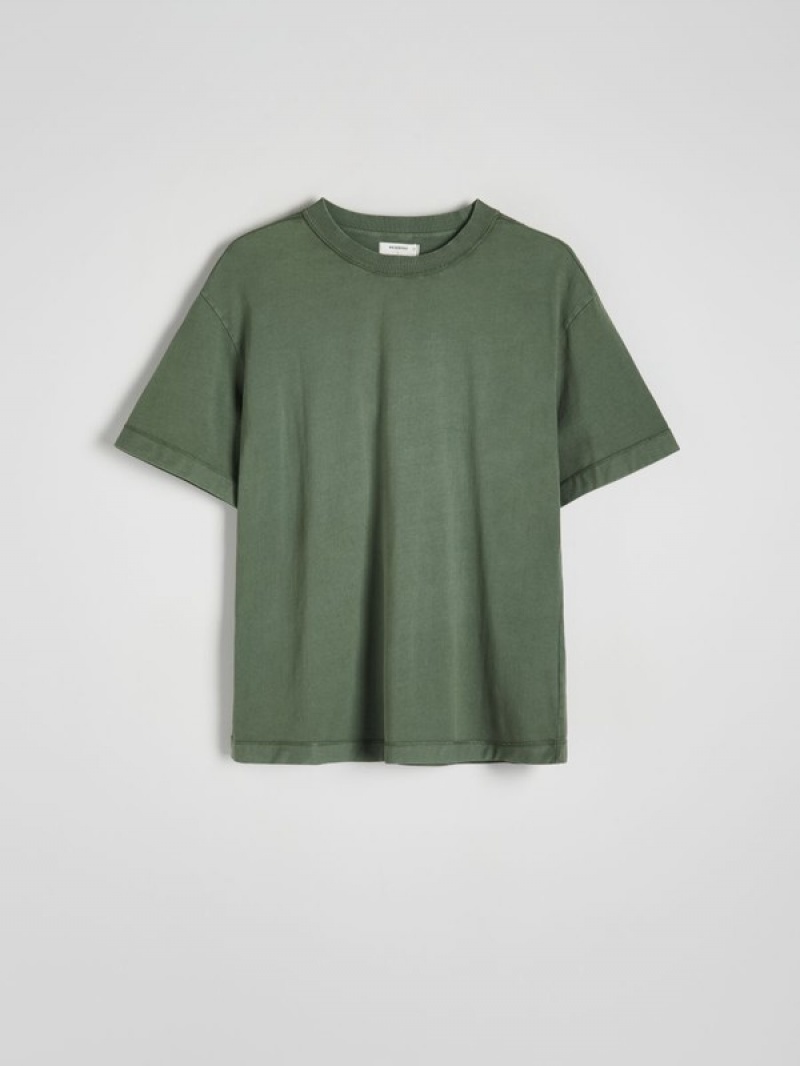 Reserved Boxy T-shirts Heren Grijs Groen | SIQBN-5403