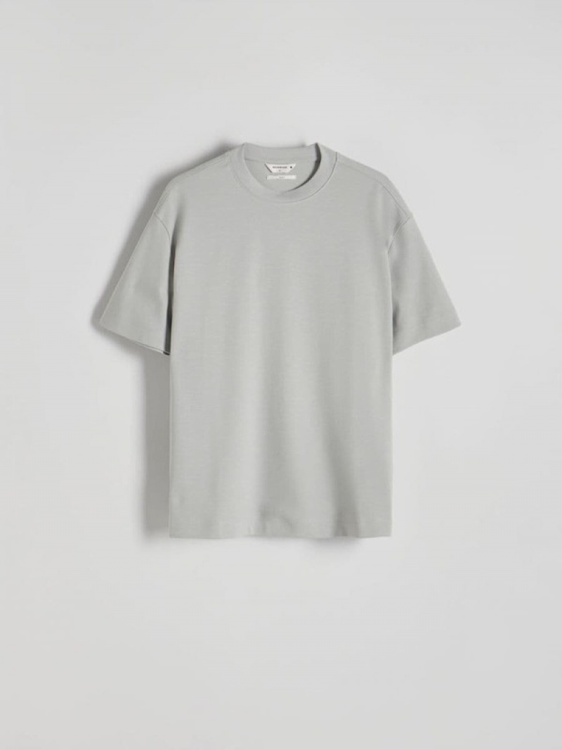 Reserved Boxy T-shirts Heren Lichtgrijs | IQVKF-7214