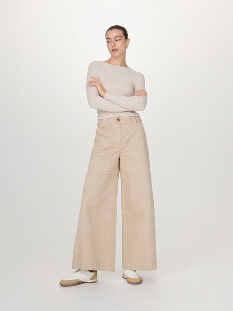 Reserved Brede Leg Broek Dames Beige | UMGLE-8067