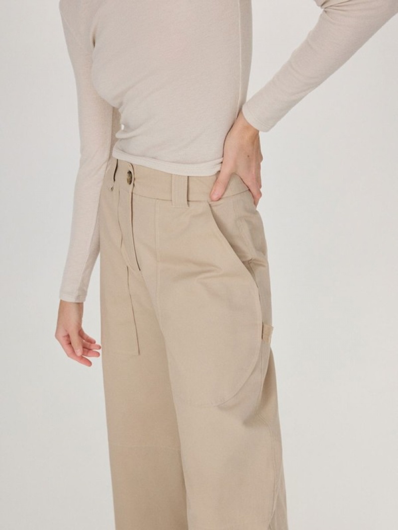 Reserved Brede Leg Broek Dames Beige | UMGLE-8067