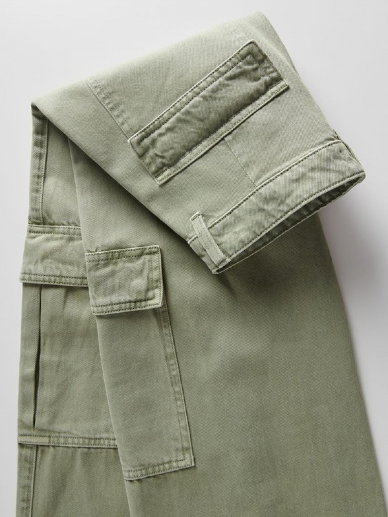 Reserved Brede Leg Cargo Jeans Dames Groen | HNLGK-0638