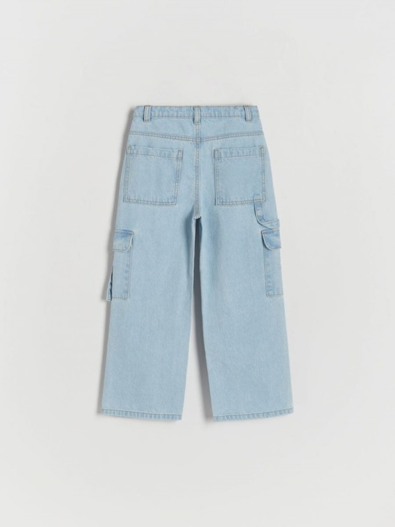 Reserved Brede Legcargo Pockets Jeans Meisjes Blauw | NFKOI-5926