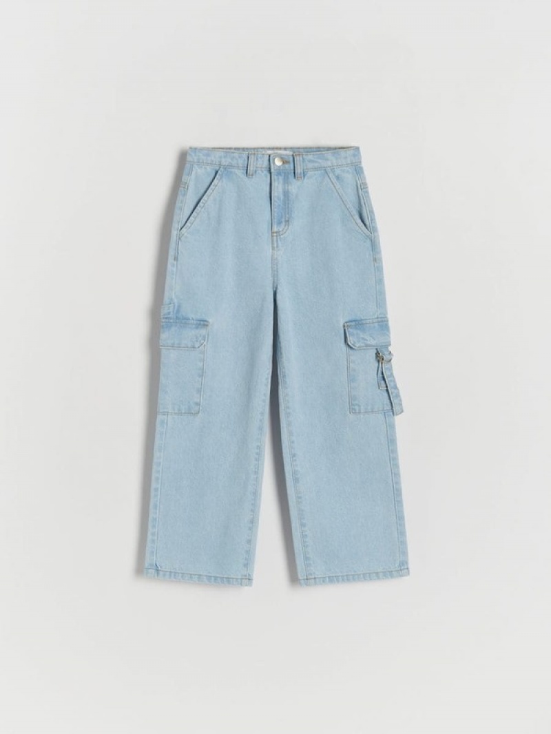 Reserved Brede Legcargo Pockets Jeans Meisjes Blauw | NMJAU-2056