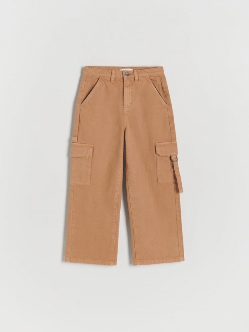 Reserved Brede Legcargo Pockets Jeans Meisjes Beige | PLOBJ-6438