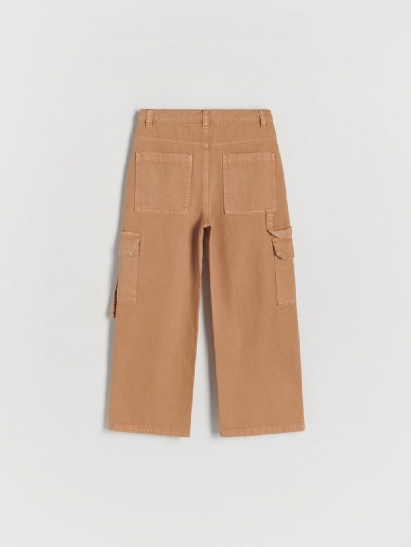 Reserved Brede Legcargo Pockets Jeans Meisjes Beige | PLOBJ-6438