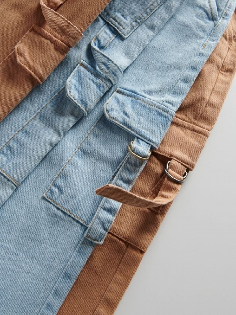 Reserved Brede Legcargo Pockets Jeans Meisjes Beige | QTHIP-6023