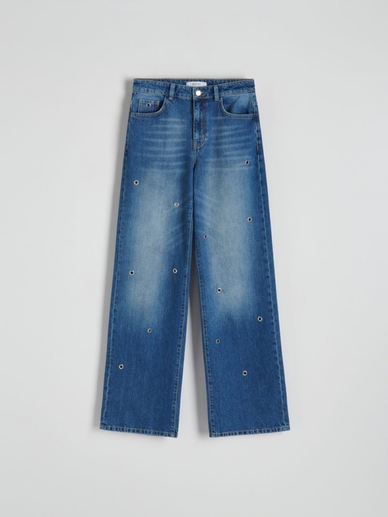 Reserved Brede Legeyelets Jeans Dames Blauw | ZCJLH-9078