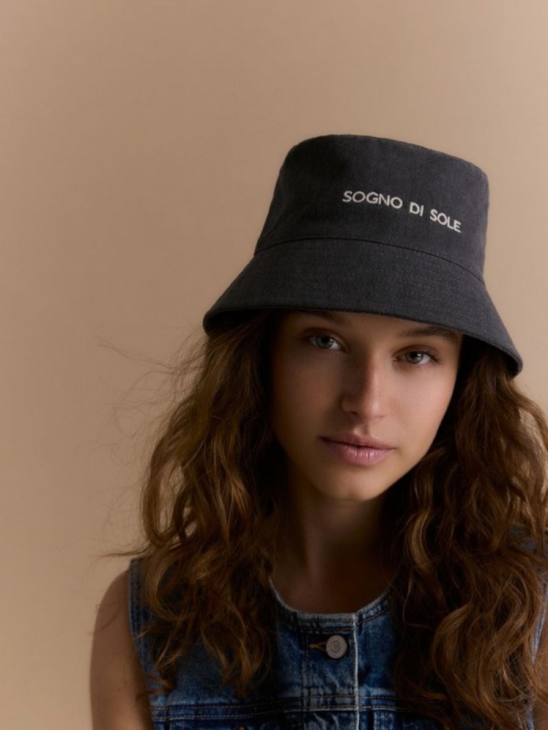 Reserved Bucket Hoeden Dames Donkergrijs | LSDCM-9634