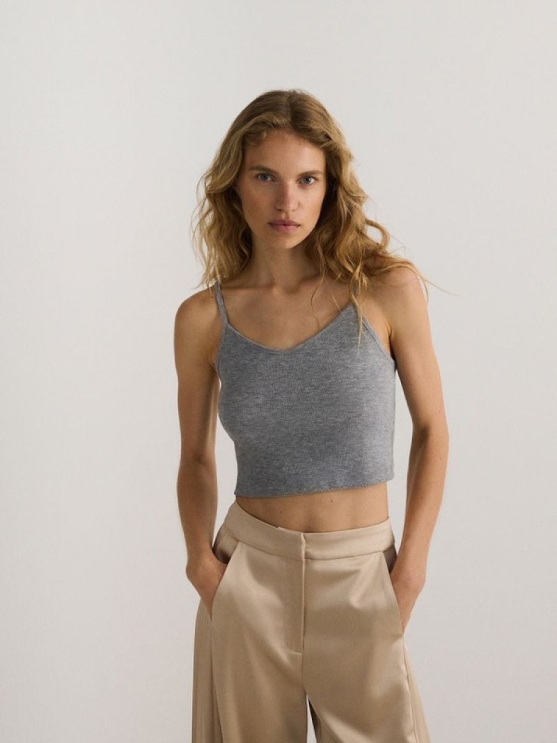 Reserved Cami Top T-shirts Dames Lichtgrijs | WYTHA-4786