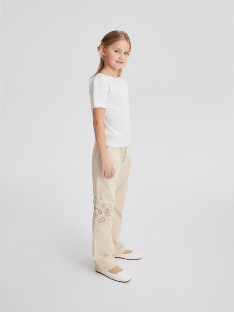 Reserved Cargo Broek Meisjes Beige | BGILK-2901