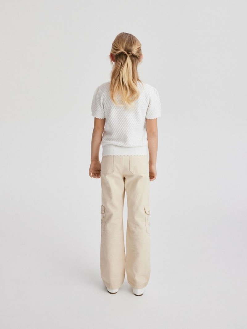 Reserved Cargo Broek Meisjes Beige | BGILK-2901