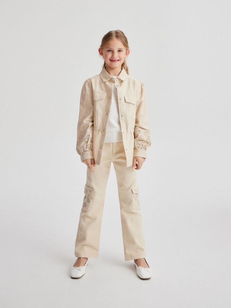 Reserved Cargo Broek Meisjes Beige | BGILK-2901