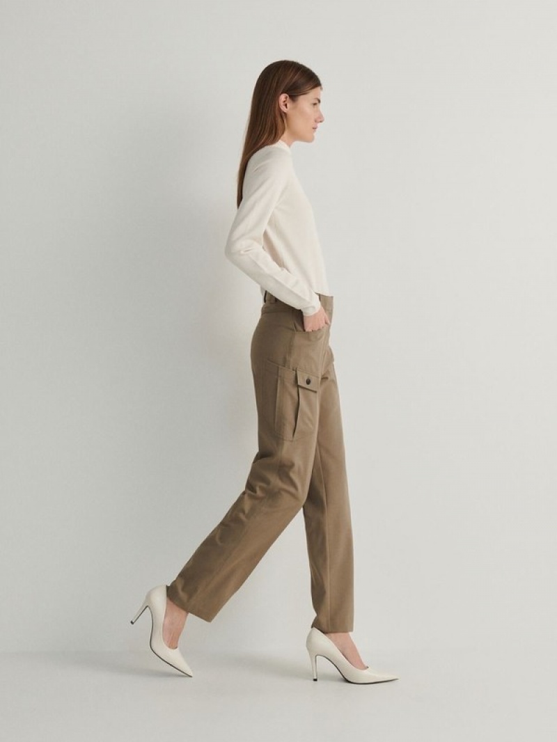 Reserved Cargo Pocket Broek Dames Lichtolijfgroen | SUHAK-9651