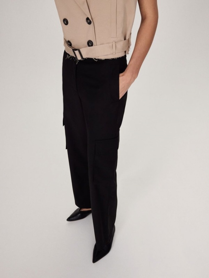 Reserved Cargo Pockets Broek Dames Zwart | KRENM-5124