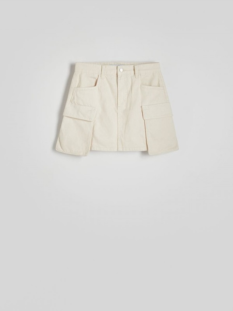 Reserved Cargo Pockets Rokken Dames Beige | RHVPK-0746