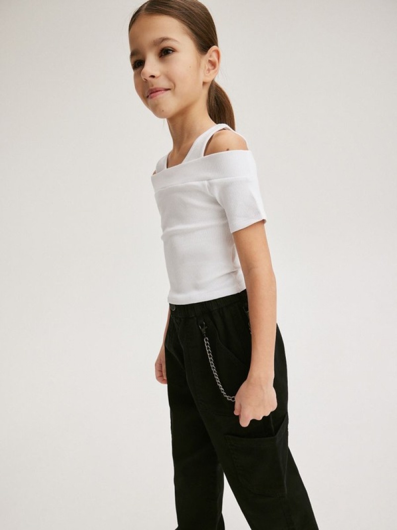 Reserved Chain Detail Broek Meisjes Zwart | LDYXS-7210