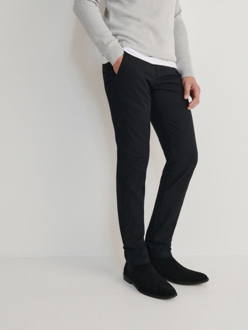 Reserved Chino Slim Fit Broek Heren Zwart | JBDAM-0278