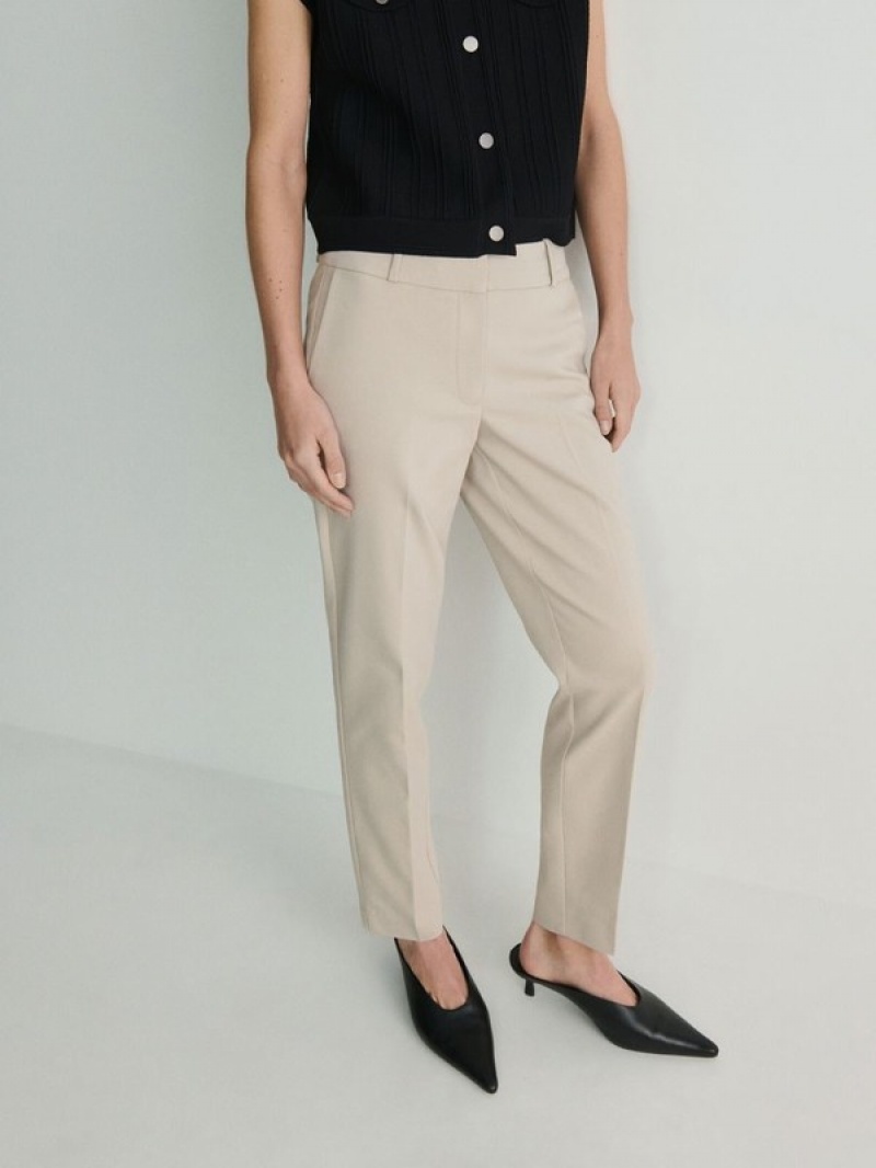 Reserved Cigarettepressed Crease Broek Dames Beige | BHICJ-7532