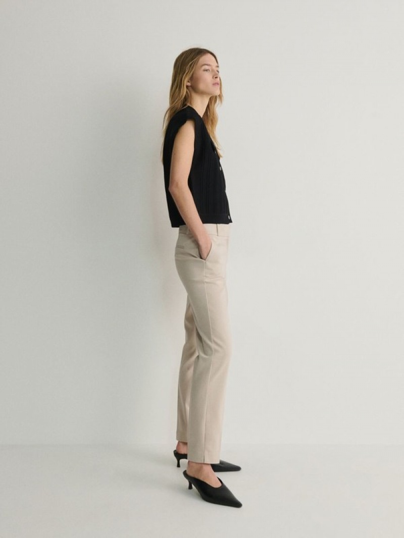 Reserved Cigarettepressed Crease Broek Dames Beige | BHICJ-7532