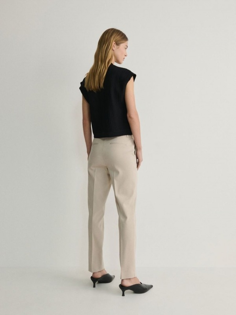 Reserved Cigarettepressed Crease Broek Dames Beige | BHICJ-7532