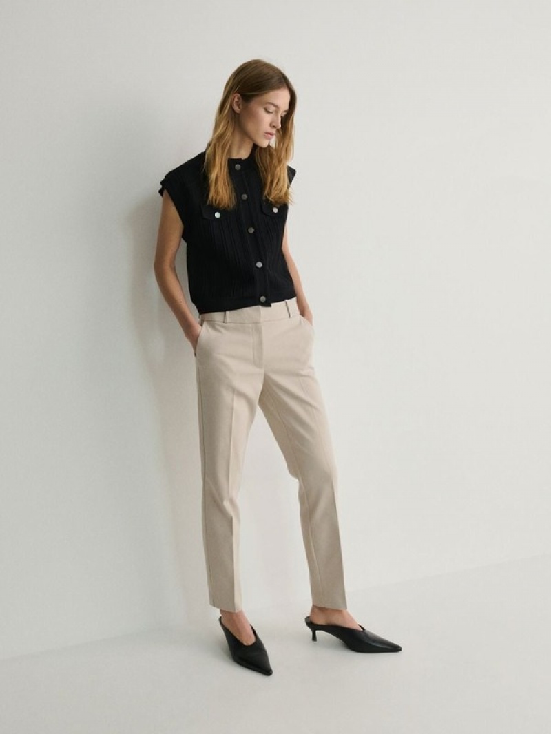 Reserved Cigarettepressed Crease Broek Dames Beige | BHICJ-7532