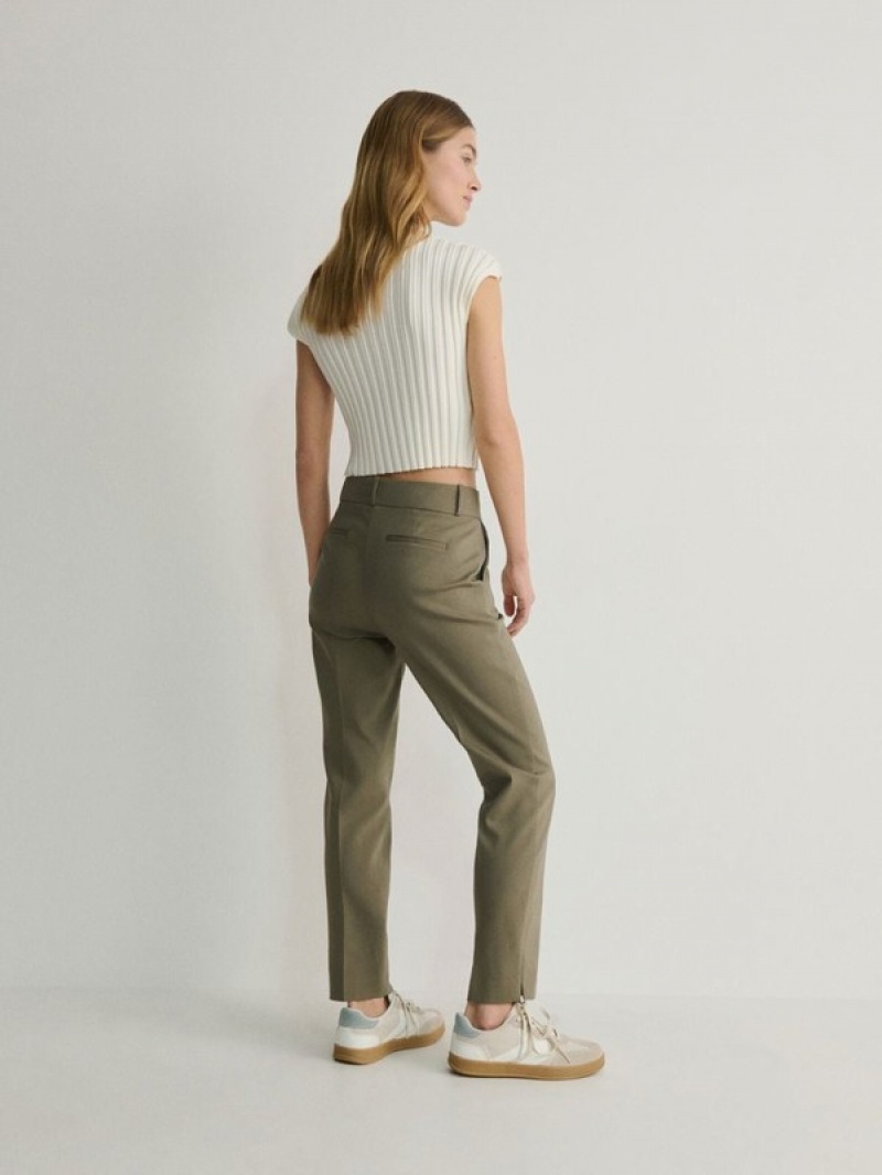 Reserved Cigarettepressed Crease Broek Dames Groen | VXCZR-8605