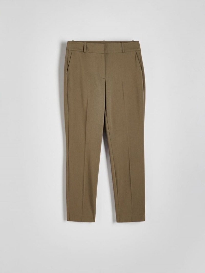 Reserved Cigarettepressed Crease Broek Dames Groen | VXCZR-8605