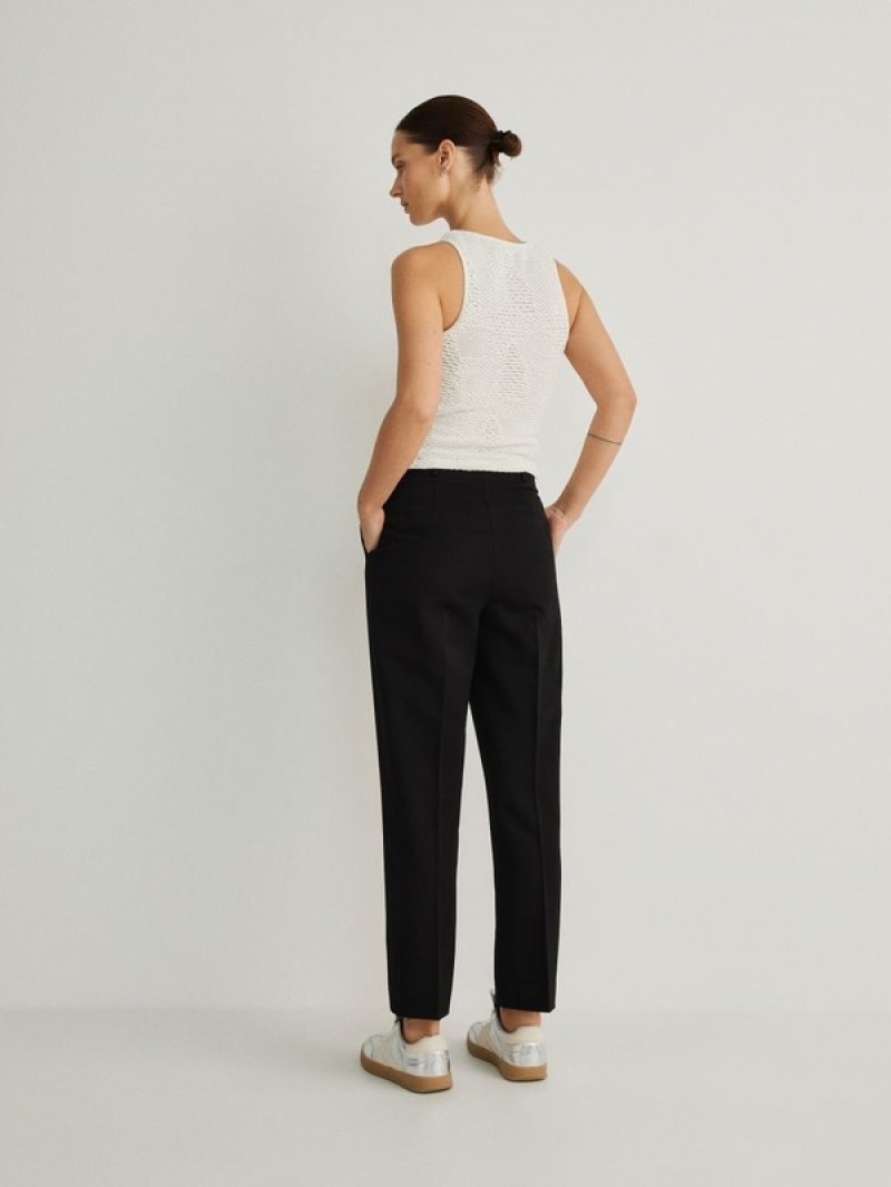 Reserved Cigaretteviscose Blend Broek Dames Zwart | KLMYP-2158