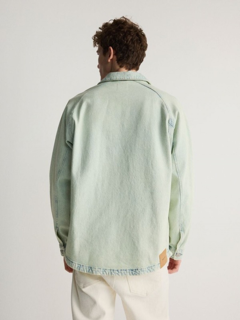 Reserved Comfort Fit Denim Overhemd Heren Lichtgroen | LKUZA-9047