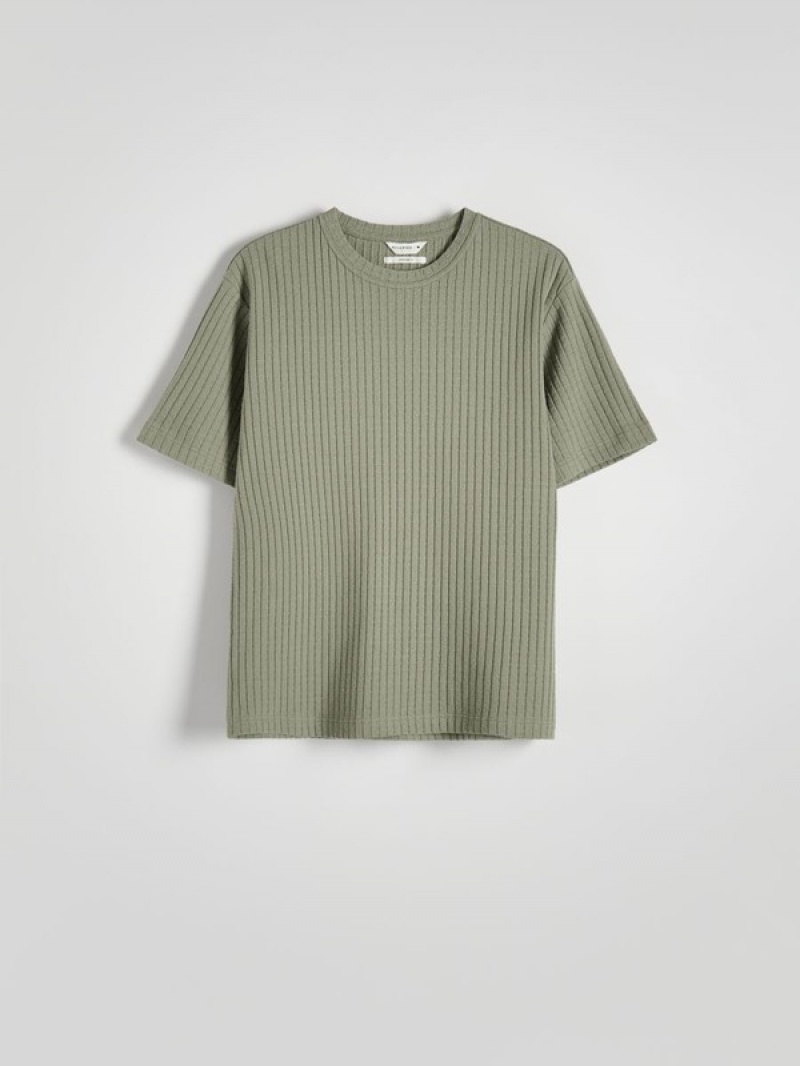 Reserved Comfort Fit Rib Knit T-shirts Heren Groen | NKCWZ-4972