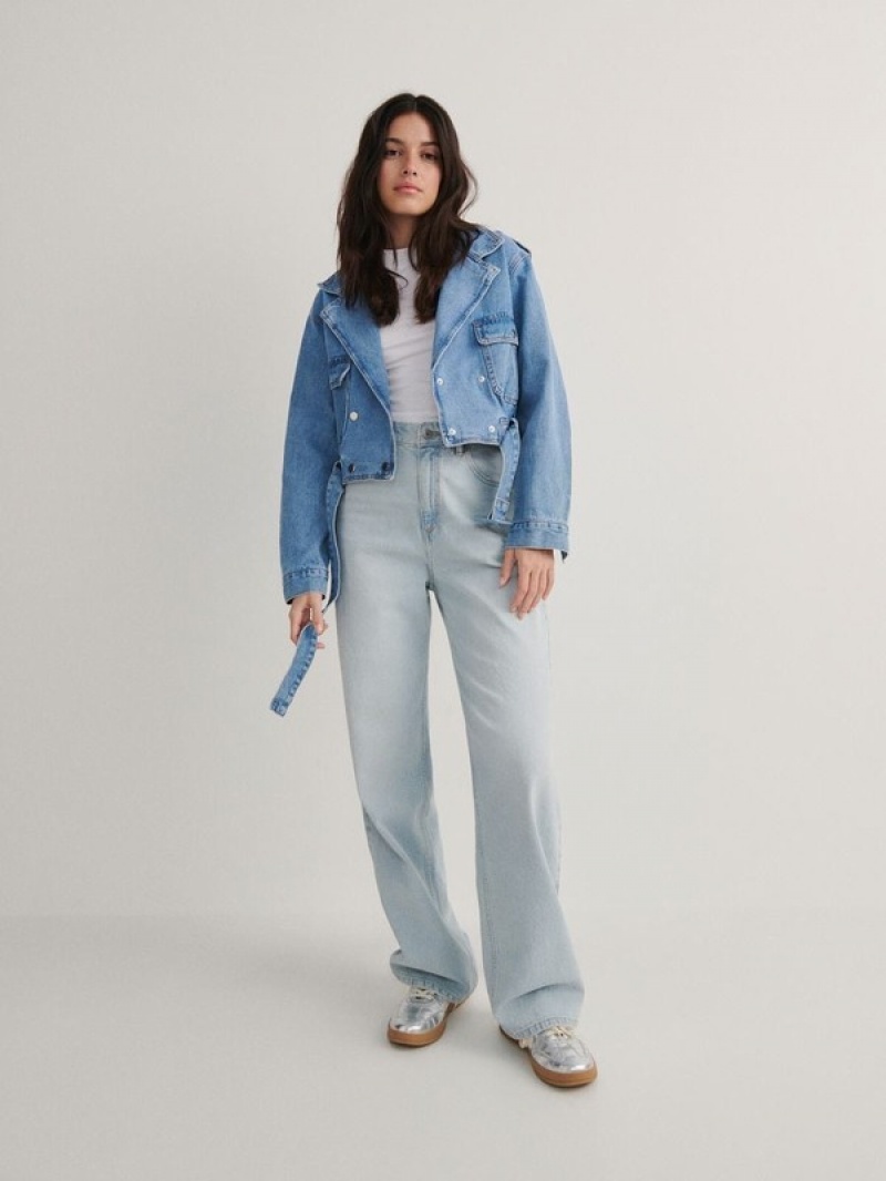 Reserved Cropped Denim With Jassen Dames Blauw | CKNGU-1825