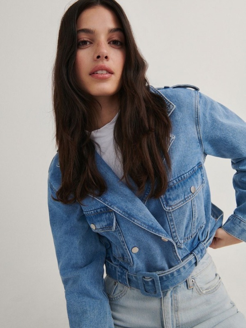 Reserved Cropped Denim With Jassen Dames Blauw | CKNGU-1825