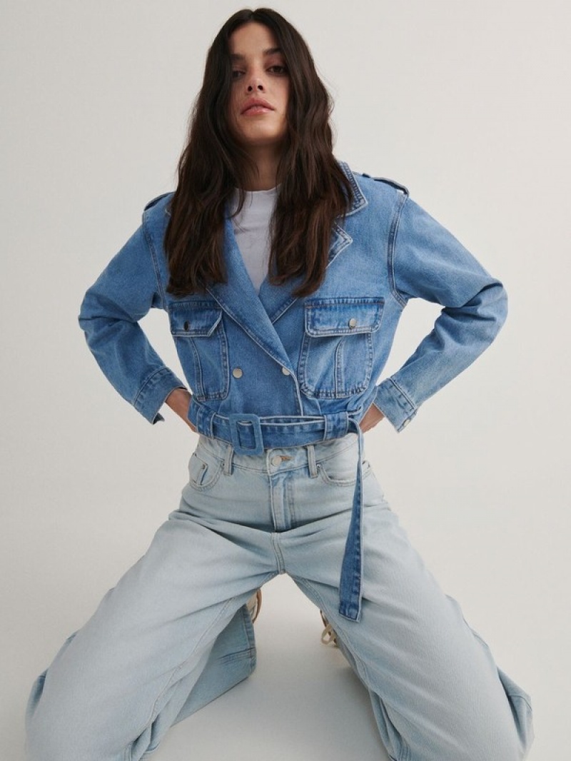 Reserved Cropped Denim With Jassen Dames Blauw | CKNGU-1825