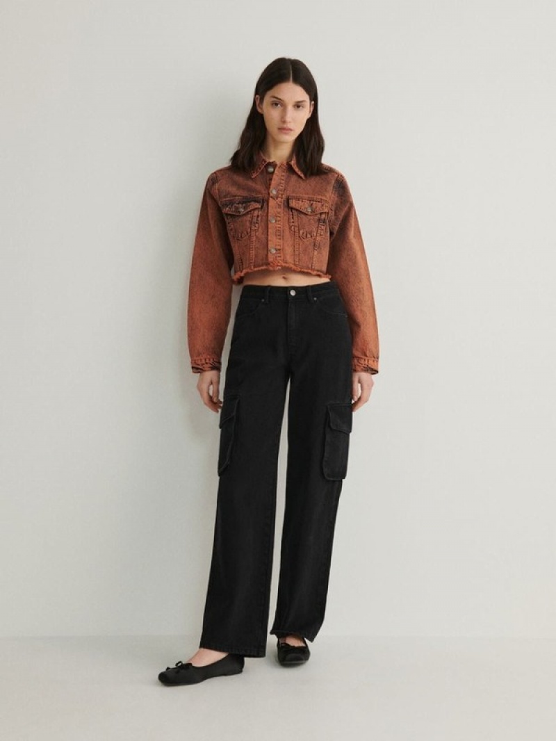 Reserved Cropped Denimwash Effect Jassen Dames Oranje | OZFAI-6392