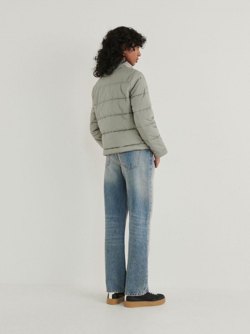 Reserved Cropped Gewatteerd Jassen Dames Groen | KWINU-6407