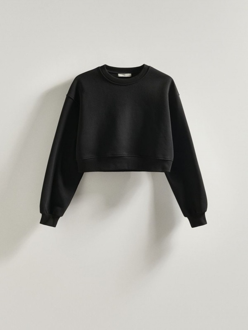 Reserved Cropped Katoenen Rich Sweatshirts Dames Zwart | CIKFL-3682