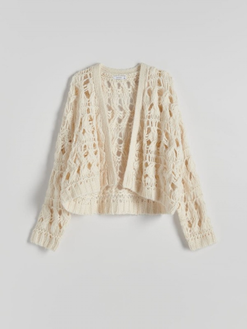 Reserved Decorative Knit Cardigan Truien Dames Beige | MDEAL-0139